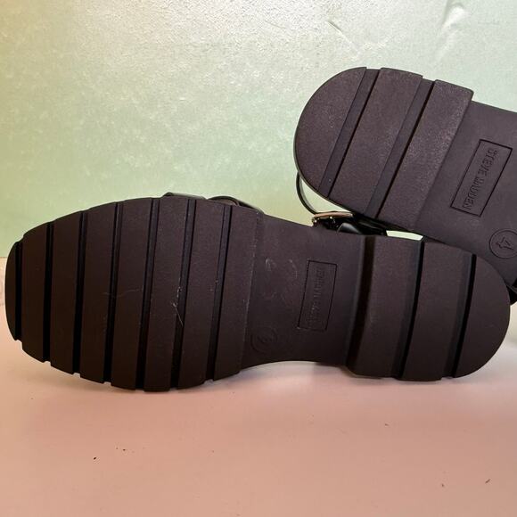 Steve Madden Black Fisherman Leather Sandals • Chunky Platform Gladiator Size 7 - Picture 6 of 9